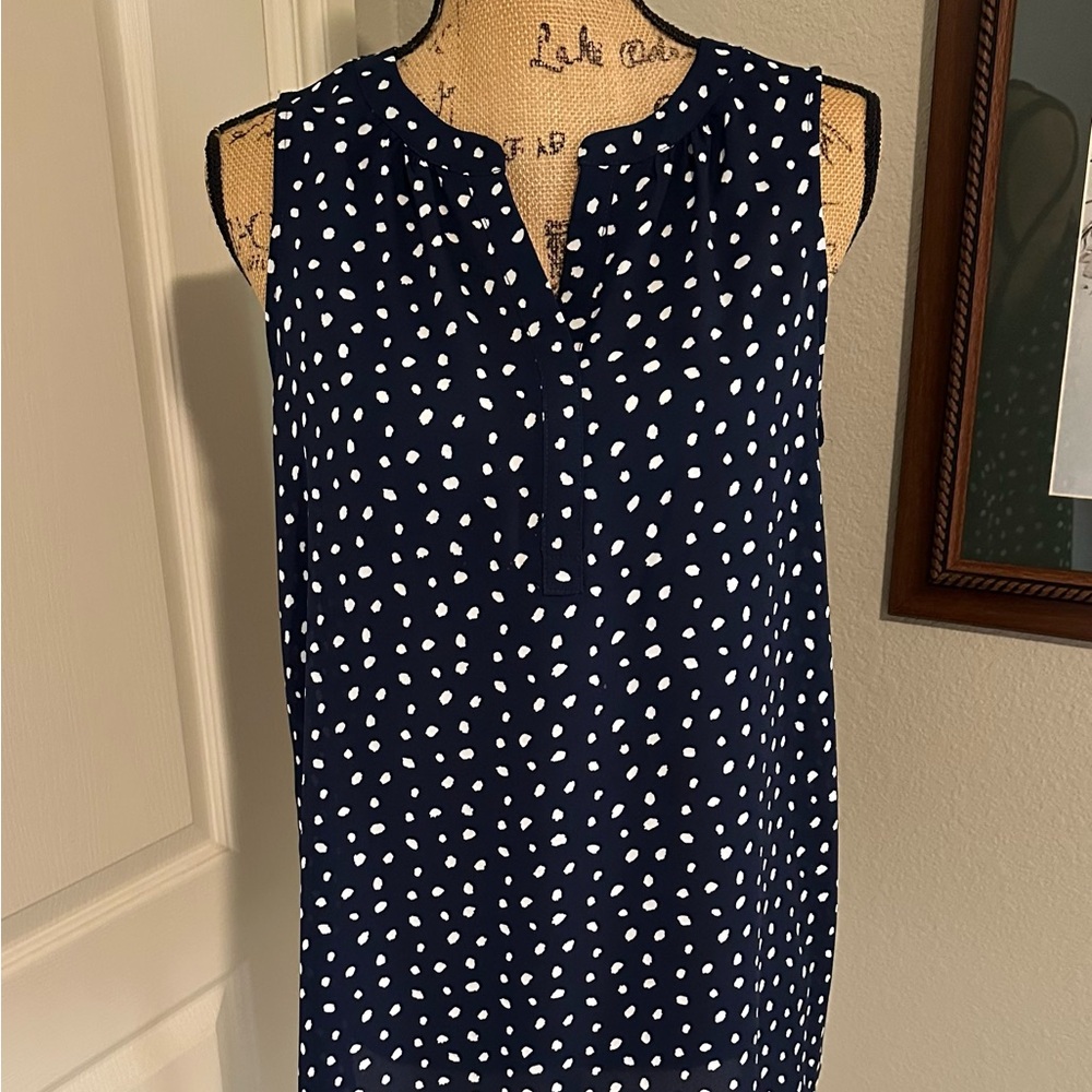 41 Hawthorn Navy Polka Dot Sleeveless Blouse